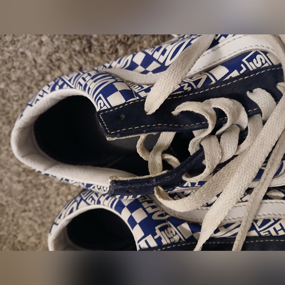 Vans Blue and White Checkered Sneakers - Picture 6 of 16